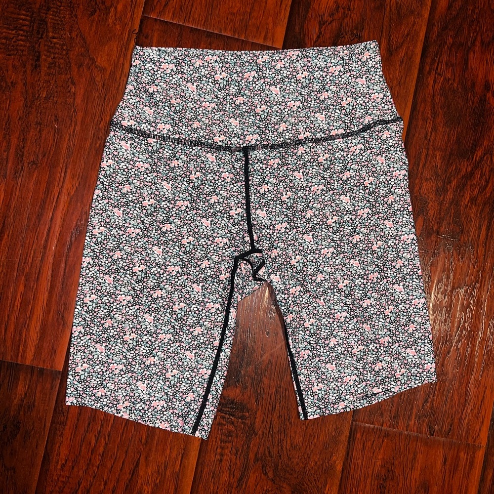 O'Neill Black Green and Pink Floral Bike Shorts